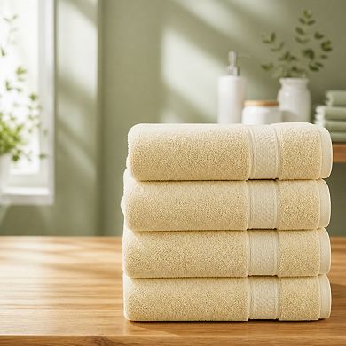 Set of 4 100% Cotton Ring Spun Premium Absorbent Quick Dry Towels