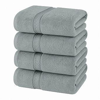 Set of 4 100% Cotton Ring Spun Premium Absorbent Quick Dry Towels