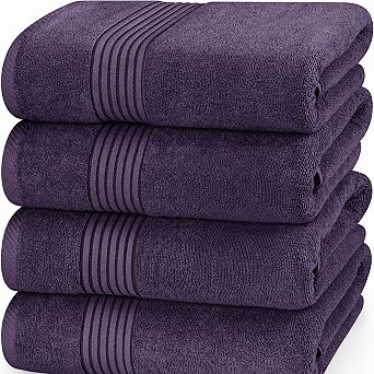 4-Pack Bath Towel Set Combed Ring Spun Cotton Quick Dry Absorbent Soft Feel