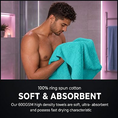 6-Pack Bath Towels Set Quick Dry Highly Absorbent Multi Use Soft