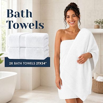 Set of 8 Turkish Cotton Bathroom Towel Set Highly Absorbent Quick Dry