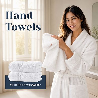 Set of 8 Turkish Cotton Bathroom Towel Set Highly Absorbent Quick Dry