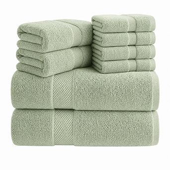 Set of 8 Turkish Cotton Bathroom Towel Set Highly Absorbent Quick Dry