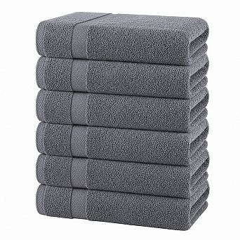 Soft Ringspun Cotton Bath Towel Set of 6 Extra Absorbent Quick Drying Easy Care