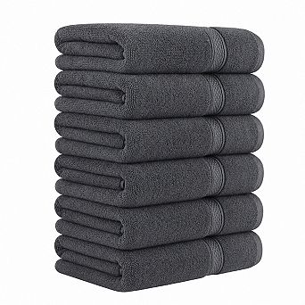 6-Pack Ring Spun Cotton Luxury Absorbent Towel Set for Home Spa Hotel