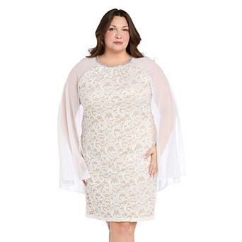 Plus Size R&M Richards Sequin Lace Sheath Dress with Chiffon Capelet