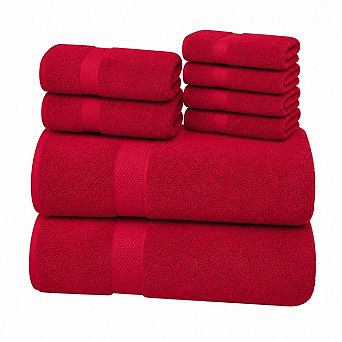 Luxury Super Soft Absorbent Quick Drying 8-Pack Ring Spun Cotton Towels for Home Gym Spa
