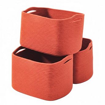 KAUFLY Woven Cotton Rope Storage Baskets Organizing Shelves Foldable with Handles