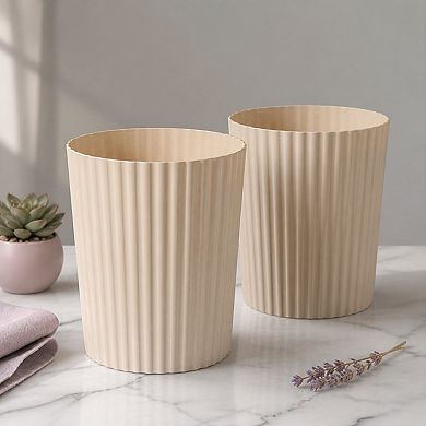 Round Plastic Trash Can 2 Pack Thickened PP For Home Office Dorm