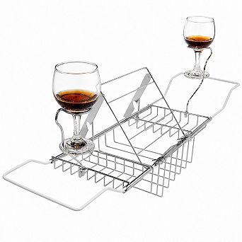 Expandable Bathtub Tray Tub Caddy With Wine Holders Laptop Organizer For Home Spa Relaxation