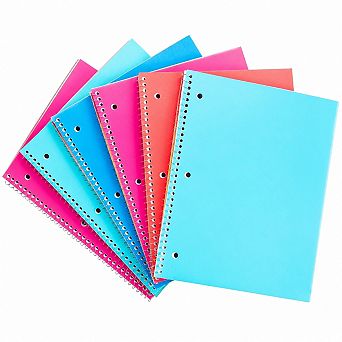 College Ruled Spiral Notebook 6 Pack 100 Sheets 3 Hole Punched For School Office Home