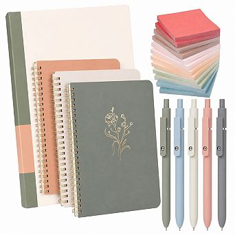A5 Spiral Notebook Set 3 Pack With Gel Pens Sticky Notes Gift Box
