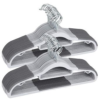50 Pack Heavy Duty Plastic Hangers Non Slip Pads Space Saving