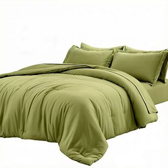 Queen Comforter Set , 7 pc Soft Bedding Sets Queen Size, All Season Lightweight Bed in a Bag