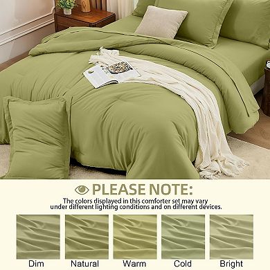 Queen Comforter Set , 7 Pieces Soft Bedding Sets Queen Size, All Season Lightweight Bed in a Bag