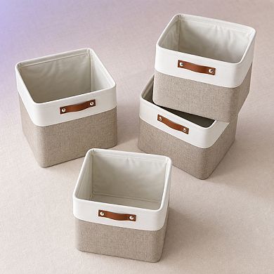 Collapsible Fabric Storage Baskets Set With Handles For Home Organization