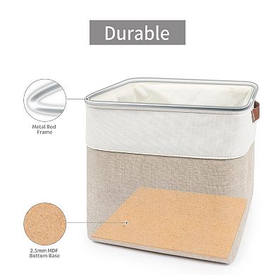 Collapsible Fabric Storage Baskets Set With Handles For Home Organization