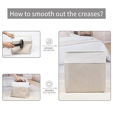 Collapsible Fabric Storage Baskets Set With Handles For Home Organization