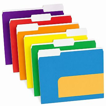 220 Pack Colored File Folders 1/3 Cut Tabs Letter Size 6 Colors Expandable Storage