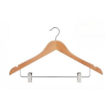 12 Pack Adjustable Wooden Pants Hangers With Clips For Jeans Skirts Shorts