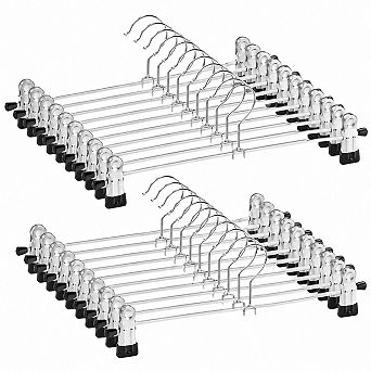 12 Pack Metal Adjustable Pants Hangers With Clips Space Saving