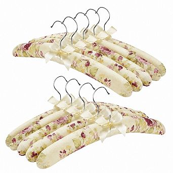 GLCON Padded Non Slip Satin Clothes Hangers 10 Pack Heavy Duty For Delicate Clothing