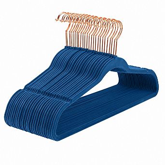 50 Pack Heavy Duty Non Slip Felt Clothes Hangers with Rose Gold Hooks Space Saving