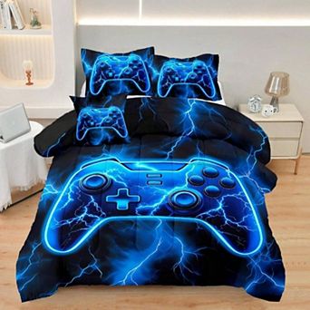 Gamer Comforter Set 4 pc Microfiber Gaming Theme Boys Bedroom Decor