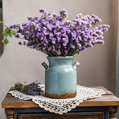 Green Boho Distressed Ceramic Vase Rustic Style Decor