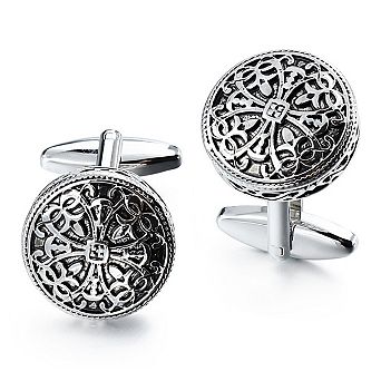 Vintage Enamel Carbon Fiber Cufflinks and Studs Set for Wedding Business