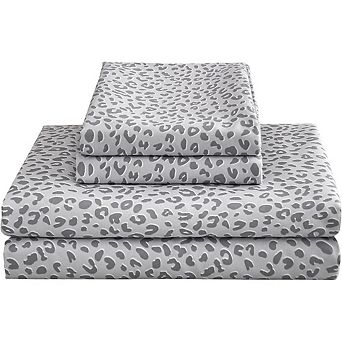 Twin Leopard Print Sheet Set, Soft Microfiber Animal Pattern Bedding with Deep Pocket Fitted Sheet