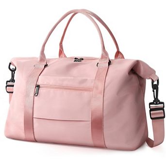 Coral Pink Women Waterproof Travel Bag With Trolley Sleeve For Gym Overnight