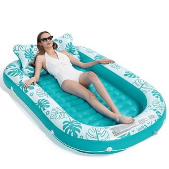 Inflatable Tanning Pool Lounger Float Removable Pillow Durable PVC Multi Purpose