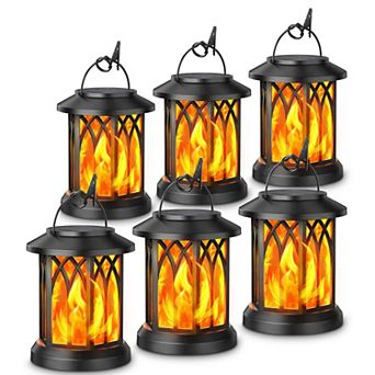 Solar Lanterns Outdoor Hanging Flickering Flame Waterproof Garden Lights