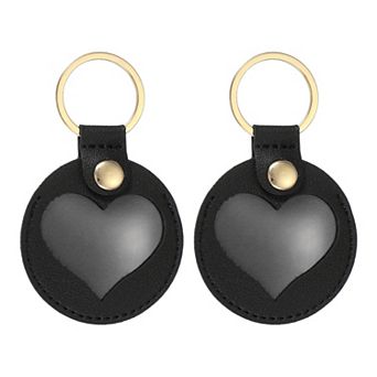 2 pc Pet Hair Keychain, Heart Shaped Dog Hair Memorial Gift Keyring PU Leather Key Holder