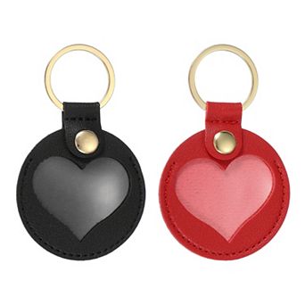 2 pc Pet Hair Keychain, Heart Shaped Dog Hair Memorial Gift Keyring PU Leather Key Holder