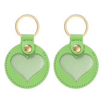 2 pc Pet Hair Keychain, Heart Shaped Dog Hair Memorial Gift Keyring PU Leather Key Holder