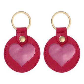 2 pc Pet Hair Keychain, Heart Shaped Dog Hair Memorial Gift Keyring PU Leather Key Holder