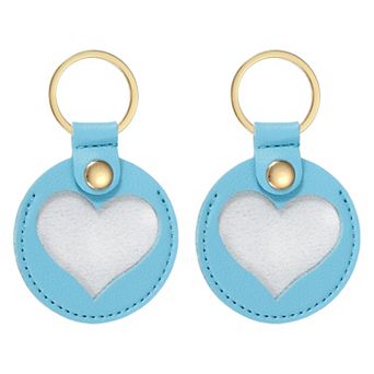 2 pc Pet Hair Keychain, Heart Shaped Dog Hair Memorial Gift Keyring PU Leather Key Holder