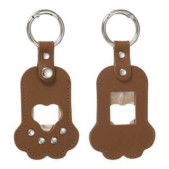 2 pc Pet Hair Keychain, Cat Paw Shaped Keychain Dog Hair Memorial Gift Keyring Leather Key Holder