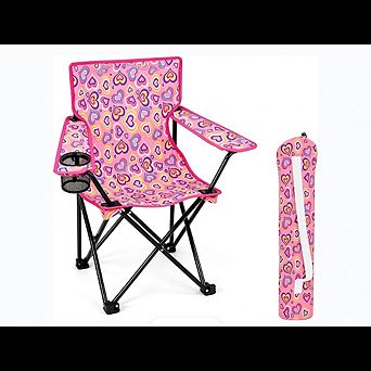 Kids Folding Camp Chair with Cup Holder, Safety Lock & Carry Case