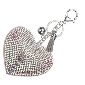 Rhinestone Keychains for Women, Cute Bling Heart Shape Purse Charm for Bag Handbags Car Keys