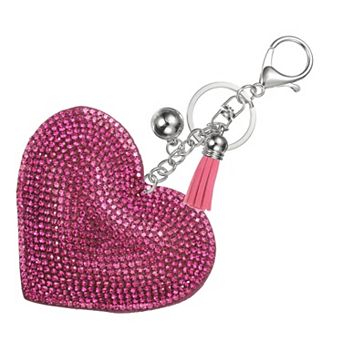 Rhinestone Keychains for Women, Cute Bling Heart Shape Purse Charm for Bag Handbags Car Keys