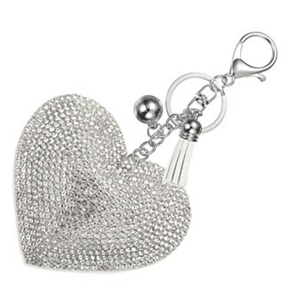 Rhinestone Keychains for Women, Cute Bling Heart Shape Purse Charm for Bag Handbags Car Keys