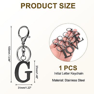 Initial Letter Key Chain, Stainless Steel Alphabet Keyring Charm Pendant Key Rings