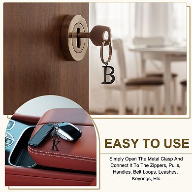 Initial Letter Key Chain, Stainless Steel Alphabet Keyring Charm Pendant Key Rings