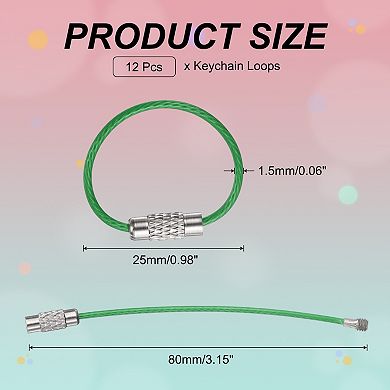 12Pcs Keychain Loop, Stainless Steel Wire Rings Key Ring Loop Holder for Hanging Tag