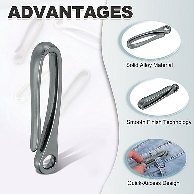 2Pcs Fish Hook Keychain, Alloy U Shape Key Belt Clip Solid Key Chain Pocket Clip Matte Black Plated