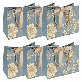 6 pc Kraft Paper Present Bags for Gift Wrapping and Packaging