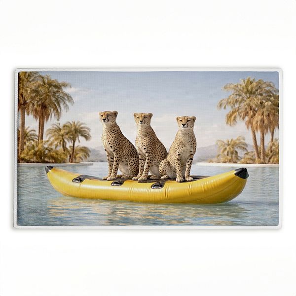 Stupell Home Decor Three Cheetahs on Lake Decorative Bath Mat
